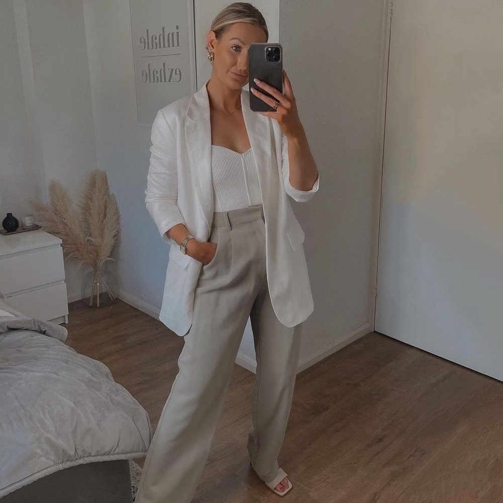 H&M Linen Cream Blazer NWT - Picture 5 of 6